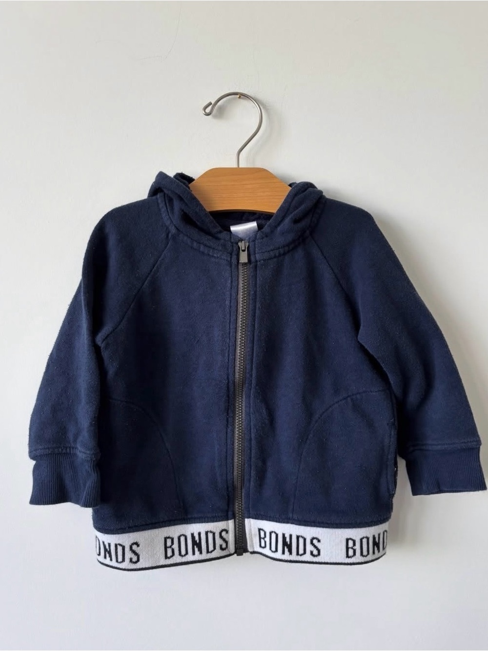 Bonds Navy Hooded Zip Jacket with Branded Hem